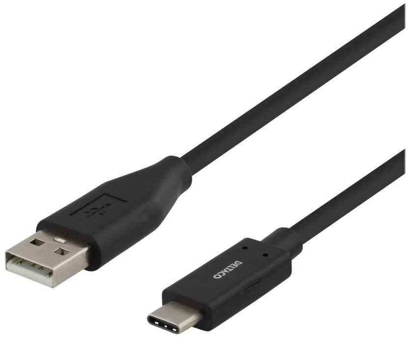 USB-C į USB-A kabelį, 1m, 3A, USB 2.0, juodas DELTACO / USBC-1004M