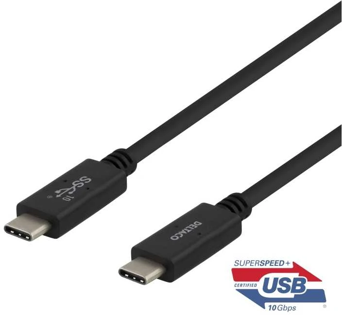 Kabelis DELTACO USB-C – USB-C, 0,5 m, USB 3.1 Gen 2 / USBC-1401M