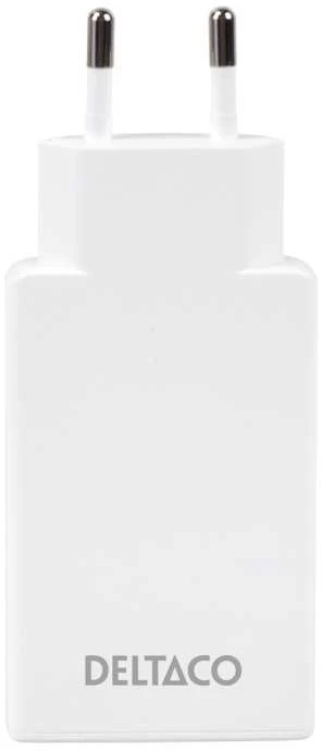 USB-C įkroviklis DELTACO, 67 W, 2x USB-C PD, plonas, baltas / USBC-AC201 / 1903667