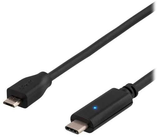 USB 2.0 kabelis, C - Micro B, 1m, juodas DELTACO / USBC-1024