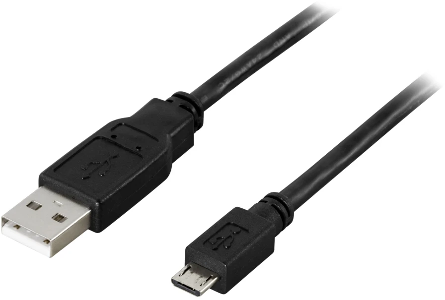 Kabelis DELTACO USB 2.0 "A-micro B", 1.0m, juodas / USB-301S