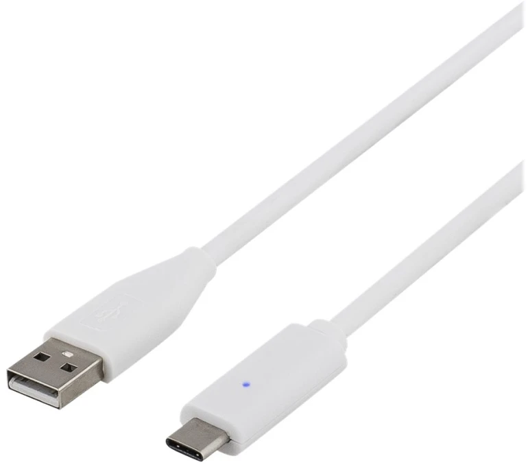 Mob. telefono kabelis DELTACO USBC-1009 USB 2.0, 1m, baltas