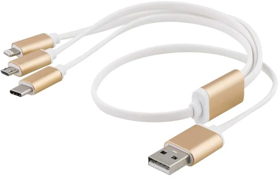 Deltaco Kabelis EPZI USB-C, apšvietimas, micro USB, 0.5m, baltas / USB-MULTI05