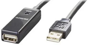Kabelis DELTACO USB 2.0 ilgintuvas, 15.0m, aktyvus, juodas / USB2-EX15M