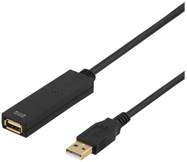 Kabelis DELTACO, 3.0m, juodas / USB2-EX3M
