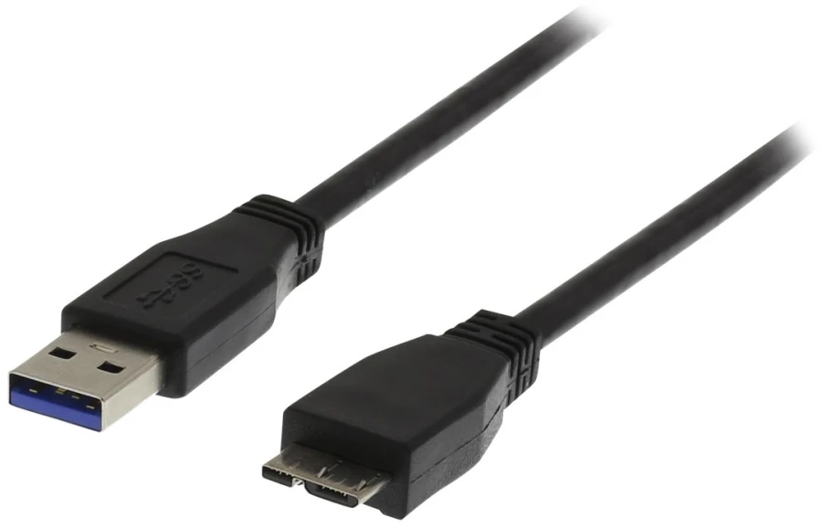 DELTACO USB 3.0 kabelis, A tipo - „Micro B“ tipo lizdas, 1m, juodas USB3-010S