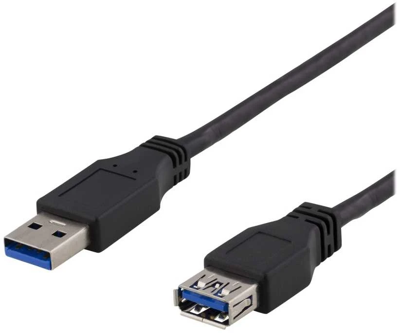 DELTACO USB 3.1 Gen1 prailginimo kabelis, USB-A male į USB-A female, 2m, juodas/ USB3-242