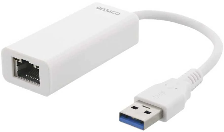 Deltaco RJ45 į USB 3.0 adapteris, baltas