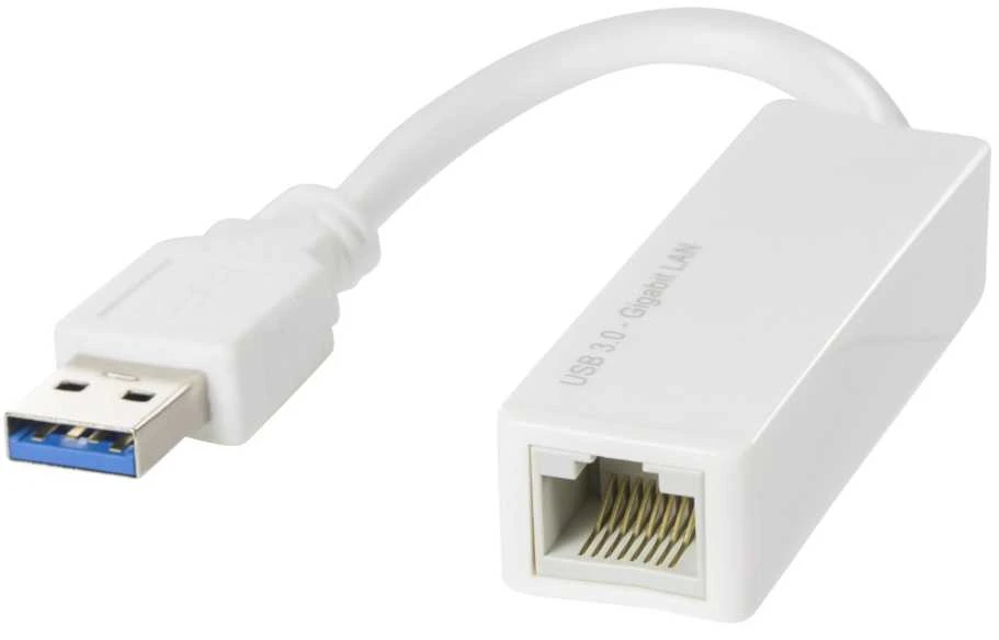 DELTACO USB 3.0 tinklo adapteris, Gigabit, 1xRJ45, 1xUSB3.0 A ha baltas / USB3-GIGA4