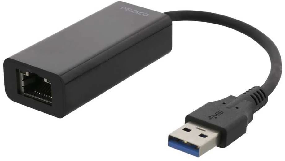 Šakotuvas DELTACO 1xRJ45, 1xUSB 3.0, juodas / USB3-GIGA5