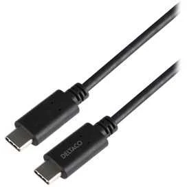 USB-C į USB-C kabelis DELTACO 5 Gbit/s, 5A, 1 m, juodas / USBC-1501-LSZH