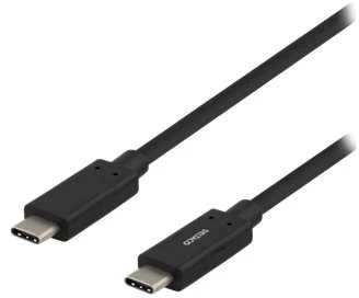 USB-C į USB-C laidas 10 Gbit/s 1m, 60W, 3A DELTACO juoda / USBC-1122M