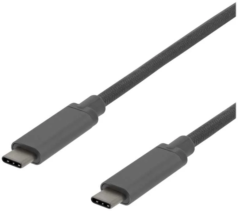 Kabelis DELTACO 3 A, 1.0m. USB-C - USB-C 60W USB PD, 10 Gbps, pilkas / USBC-1362