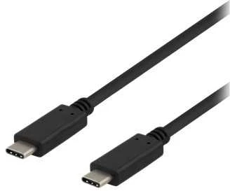 DELTACO USB-C į USB-C laidas, 1m, 10Gbps, 100W 5A, USB 3.1 Gen Juodas USBC-1402