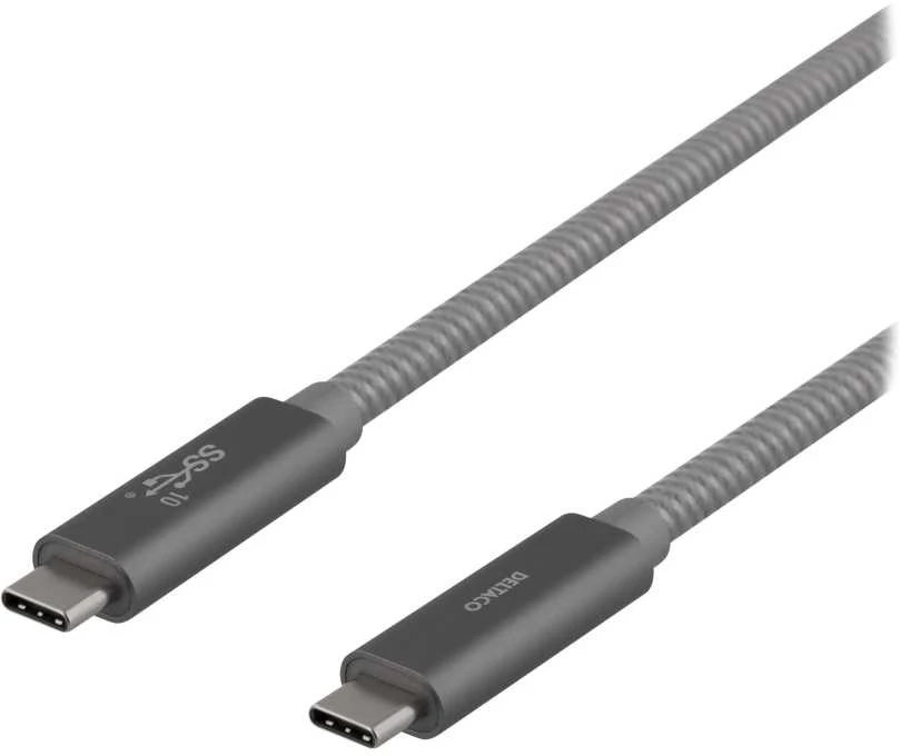 USB-C laidas DELTACO „SuperSpeed“ , 1 m, pintas, USB 3.1 Gen 2, 10 Gbps, 100W / USBC-1412M