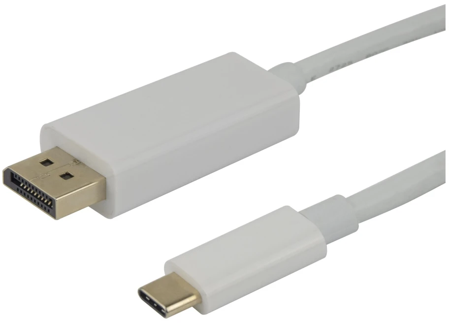 USB-C - DisplayPort kabelis DELTACO, 4K UHD, paauksuotas, 2 m, baltas / USBC-DP200A / 1903811