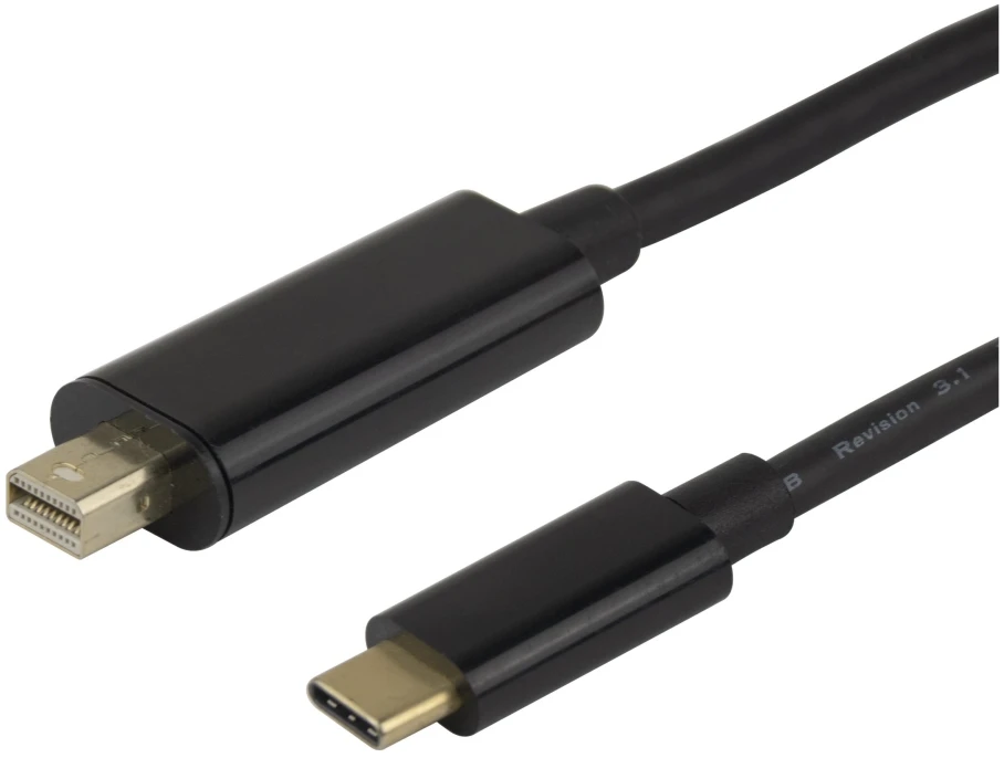 Deltaco USB-C - miniDisplayPort kabelis 4K UHD, paauksuotas, 2 m, juodas / USBC-DP200M / 1903815