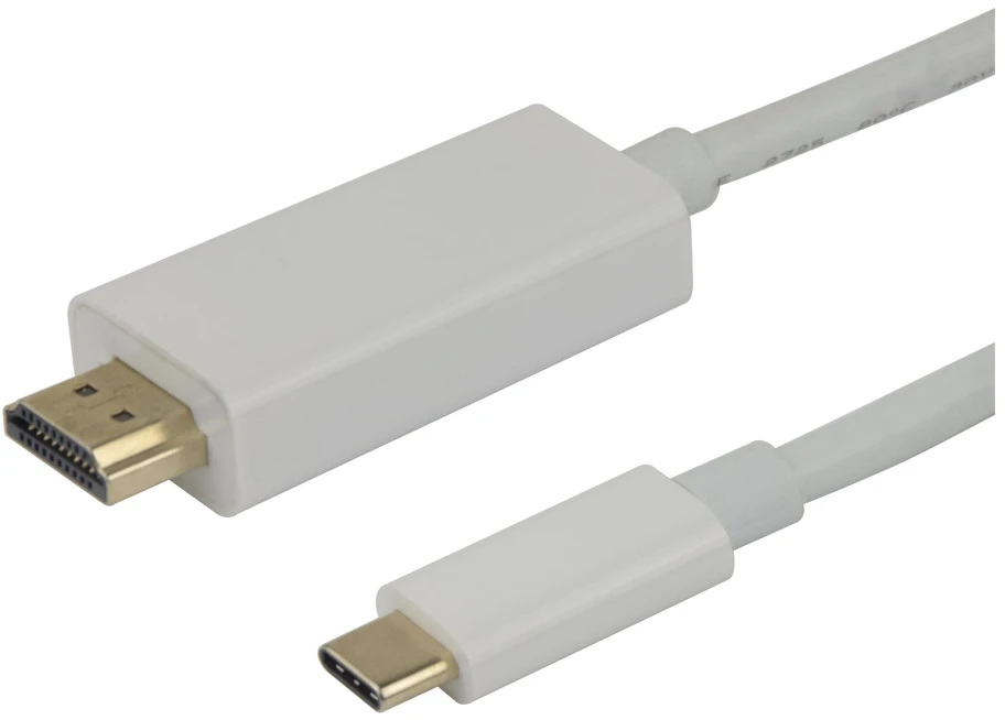 USB-C - HDMI kabelis DELTACO, 4K UHD, paauksuotas, 2 m, baltas / USBC-HDMI-1020A / 1903816