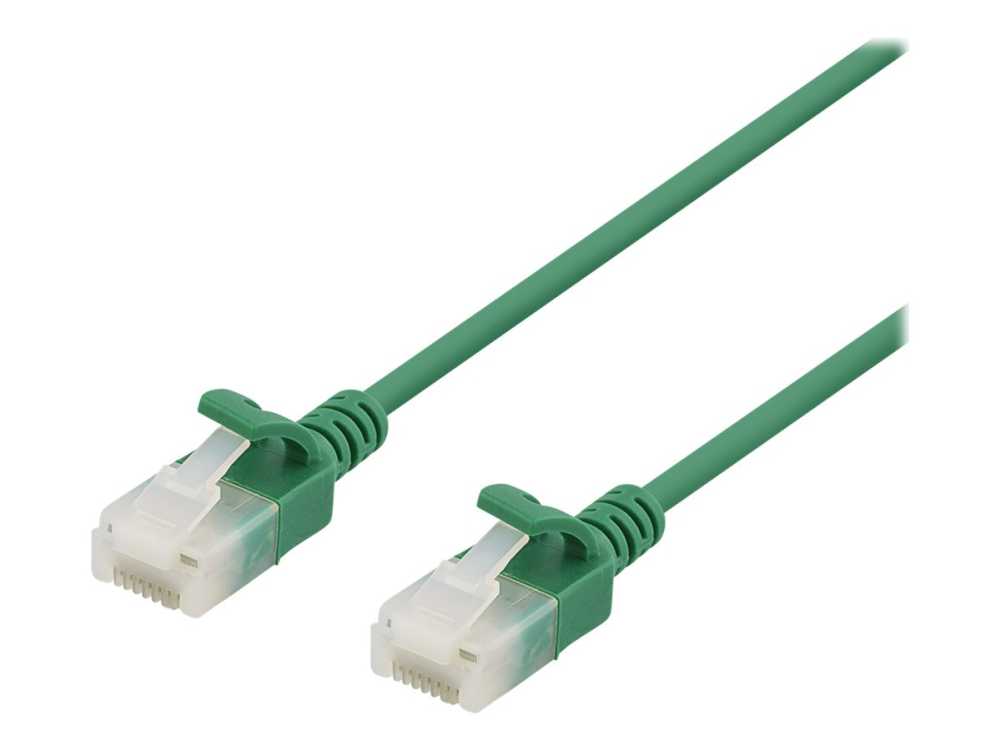 DELTACO U/UTP Cat6a jungiamasis kabelis, plonas, 3,5 mm skersmens, 2 m, žalias