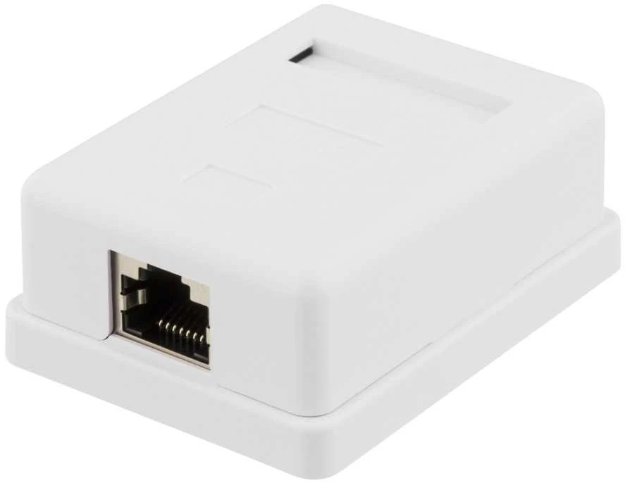 Ekranuotas tinklo lizdas FTP 1xRJ45, Cat6 DELTACO baltas / VR-216