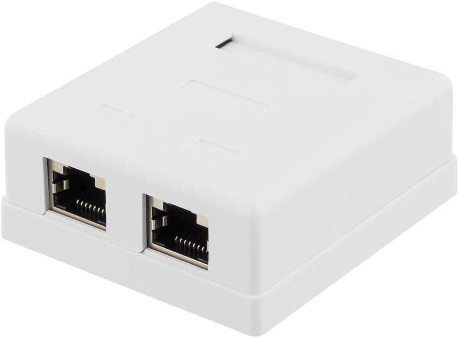 Deltaco VR-218, Plokščias, Baltas, RJ-45, RJ-45, Lizdas, Lizdas