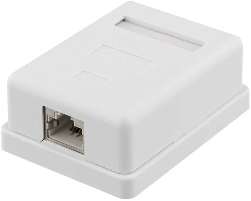 Uždengtas išorinis sieninis lizdas, 1xRJ45, Cat6A DELTACO baltas / VR-220