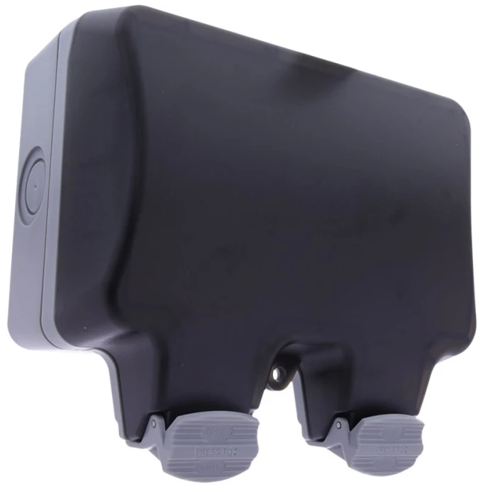 Deltaco VR-602 hermetinė dėžutė IP68 dvigubiems 86 mm lizdams, pilka
