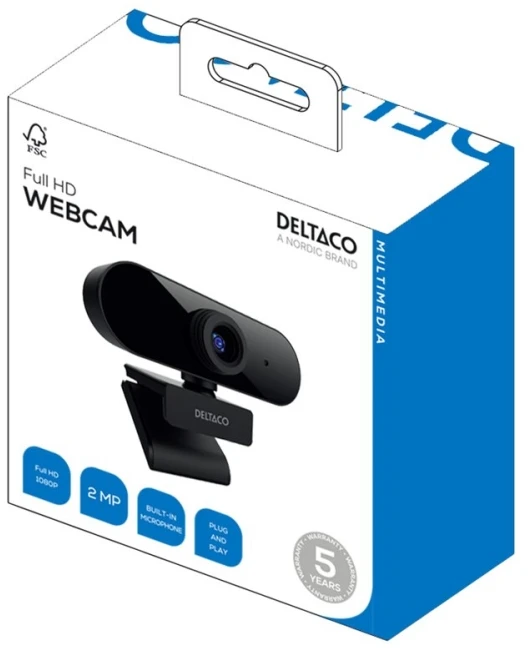 Full HD internetinė kamera DELTACO su 360° pasukimu, pakreipimu aukštyn/žemyn, 2 MP, juoda / W-100 / 1902912