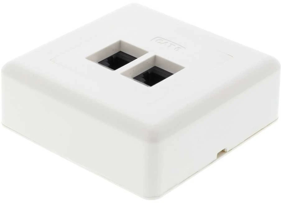 Sieninis lizdas, paviršiaus UTP, 2xRJ45, Cat6 DELTACO baltas / VR-34