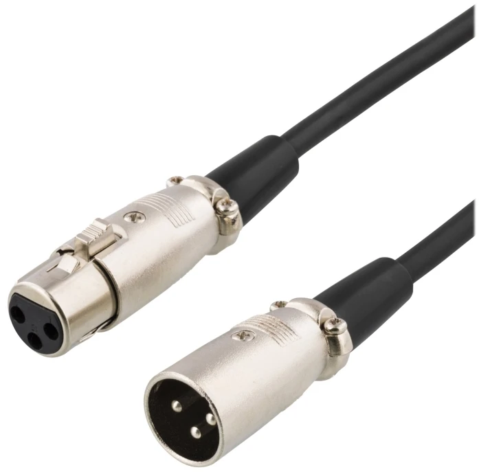 XLR Audio kabelis DELTACO 3 pin ha - 3 pin ho, 2m juodas / XLR-1020 2.0m