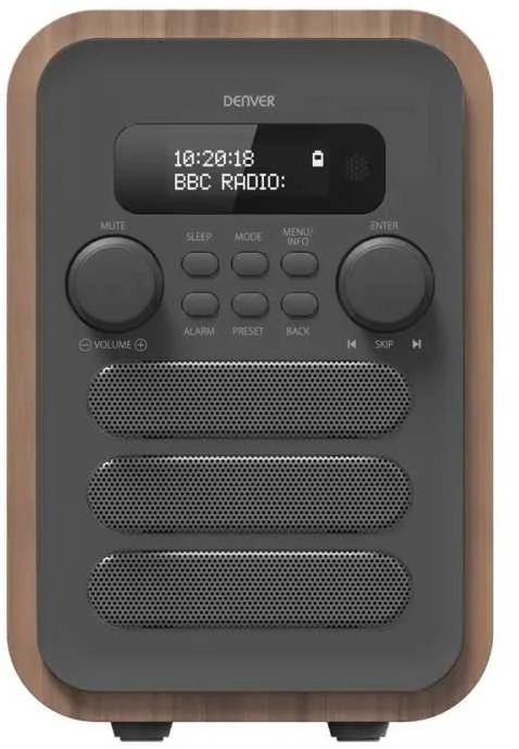 Denver DAB-48GREY, Asmeninis, Skaitmeninis, DAB+, FM, 2,5 W, 3,5 mm, Pilka, Medinis