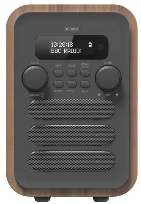 Denver DAB-48GREY, Asmeninis, Skaitmeninis, DAB+, FM, 2,5 W, 3,5 mm, Pilka, Medinis