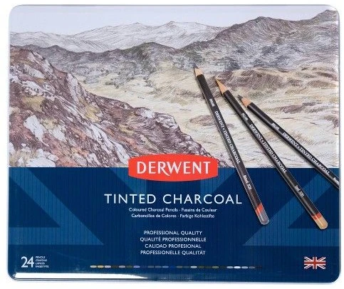 Derwent Tinted Charcoal tonuoti anglies rašikliai, 24 rašikliai