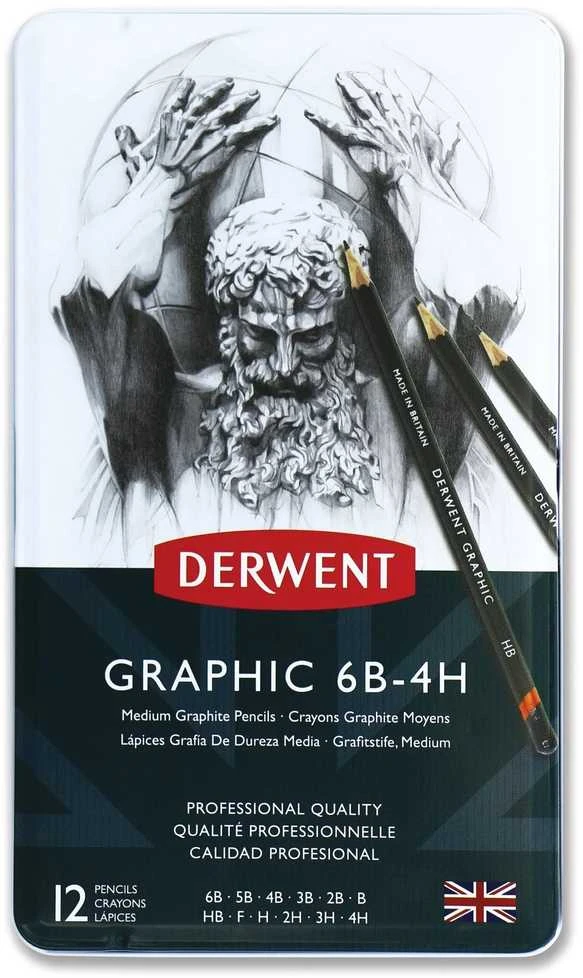 „Linex Derwent“ grafinių pieštukų rinkinys, 12 vnt., „vidutinio dydžio“