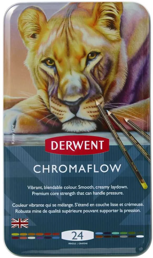 Derwent „Chromaflow“ spalvotų pieštukų rinkinys, 24 vnt.