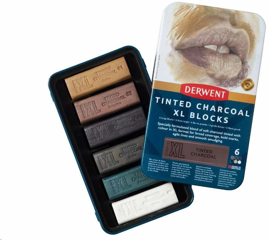 Artequipment Derwent XL Tinted Charcoal Blocks 6 stk tin