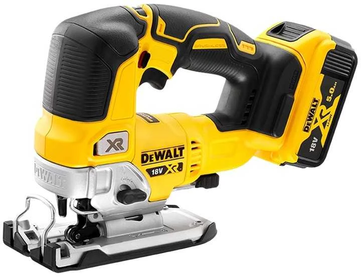 Akumuliatorinis siaurapjūklis DeWalt DCS334P2-QW; 18 V; 2x5,0 Ah akum.