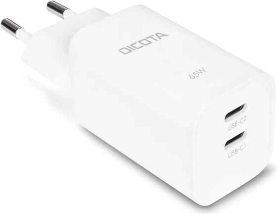 Dicota Gan 65W įkroviklis 2xUSB-C baltas