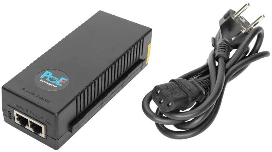 Digitus 10 Gigabit Ethernet PoE+ Injektor, 802.3at, 30 W, PoE-Injektor - juodas
