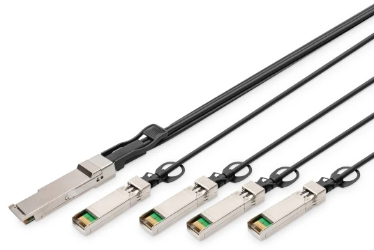 DIGITUS Kabelis QSFP+ to 4XSFP+ 40G DAC 5.0m juodas