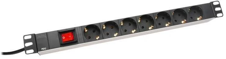 Assmann Electronic DIGITUS 19inch Outlet stripe 7x su įjungimo/išjungimo jungikliu juodas 16A 4000W Alu
