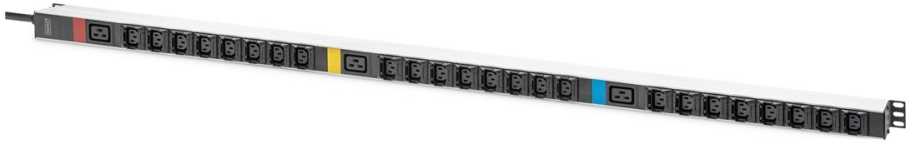 Jungiklis Digitus Digitus Basic PDU sprendimas IT, 3 fazių įrenginys 16 A, 24 x C13, 3 x C19, 3 m maitinimo kabelis, IEC 60309 vyriška jungtis 16 A