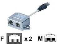 Assmann Electronic Assmann elektroninis ASSMANN T adapteris RJ45 CAT5e 19cm 1xRJ45 M iki 2xRJ45 F masinis