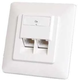 DIGITUS CAT 5e modulinis sieninis lizdas, ekranuotas, 2x RJ45, 8P8C, LSA, grynos baltos spalvos, įleidžiamas, DN-9001/B5-N