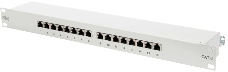 Digitus CAT 6, E klasės pataisų pultas, IEEE 802.3af, IEEE 802.3at, RJ-45, auksinis, 26/22, 30 N, tvirtinimas prie stovo