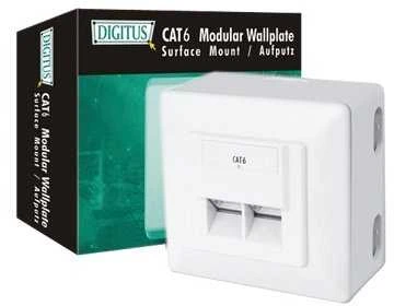 Assmann Electronic DIGITUS modulinis sieninis lizdas 2xRJ45 baltas Cat6 pilnai ekranuotas paviršinis montavimas RAL 9010