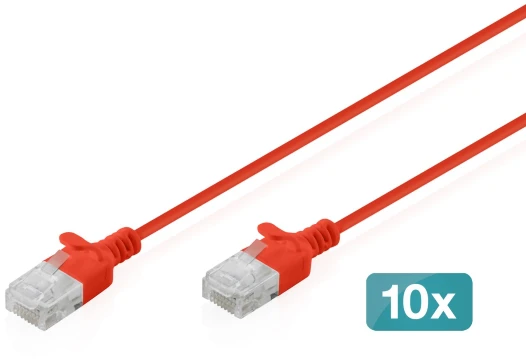 Digitus Patchcord Slim Cat.6 U/UTP LSZH 2m raudona 10 vnt. (DK-1618-020S-R-10)