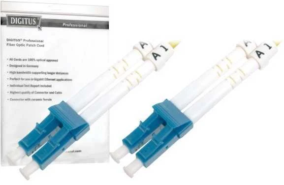 Assmann Electronic DIGITUS LWL patchable LC/LC 09/125um singelmode Duplex be halogenų su protokolu geltona 3m