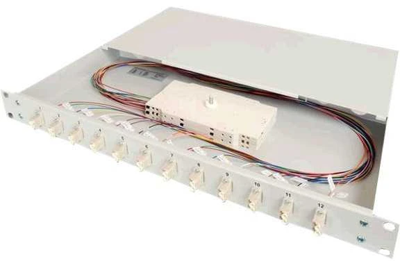 Assmann Electronic DIGITUS 19 colių šviesolaidinis stumdomas sujungimo dėžė 1U įrengtas 24xLC Duplex OS2 pilkas