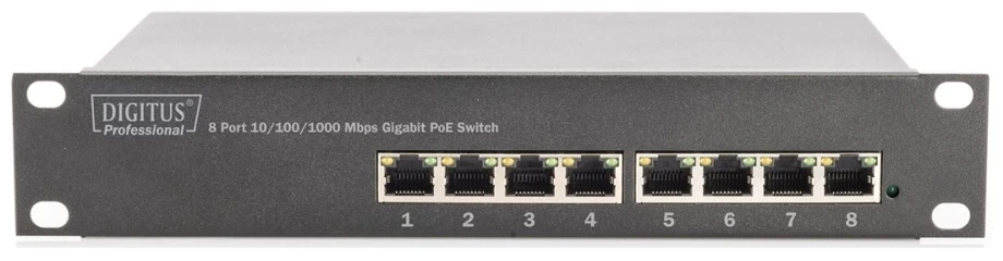 Šakotuvas Switch Digitus Gigabit Ethernet PoE 8 prievadų 10'' 80 W (DN-95317-1)